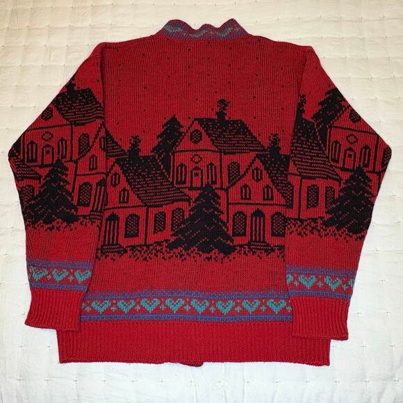 Vintage Alps Wool Cardigan Sweater Women's M | Red Nordic Christmas Preppy - Picture 5 of 11
